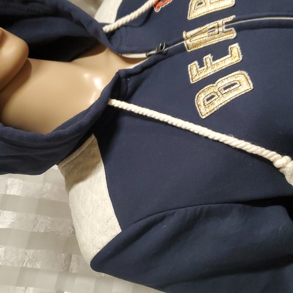 Majestic Navy and Cream Fan Fashion Hoodie. Size M - Picture 4 of 5